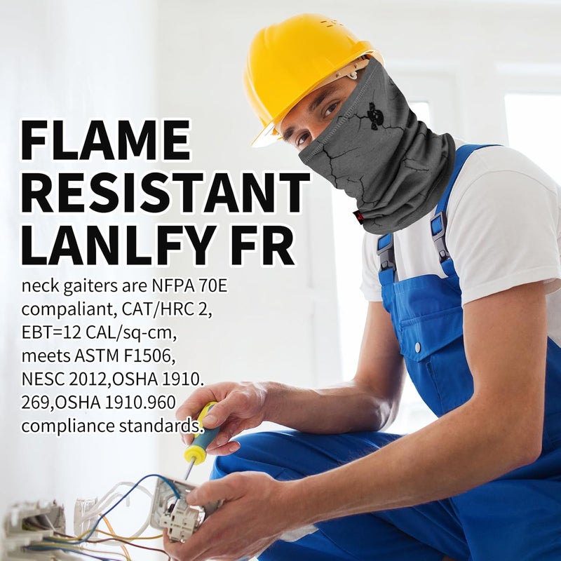 LANLFY Store قناع وجه مقاوم للنيران للرجال غطاء رقبة FR ملابس رأس تغطية CAT HRC 2 واقي من وميض القوس ملحقات اللحام - Image 2